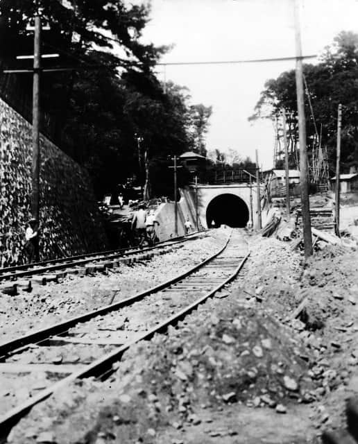 渋谷線(東横線) 線路敷設工事 中目黒方から見た渋谷隧道工事（中目黒〜 代官山間）