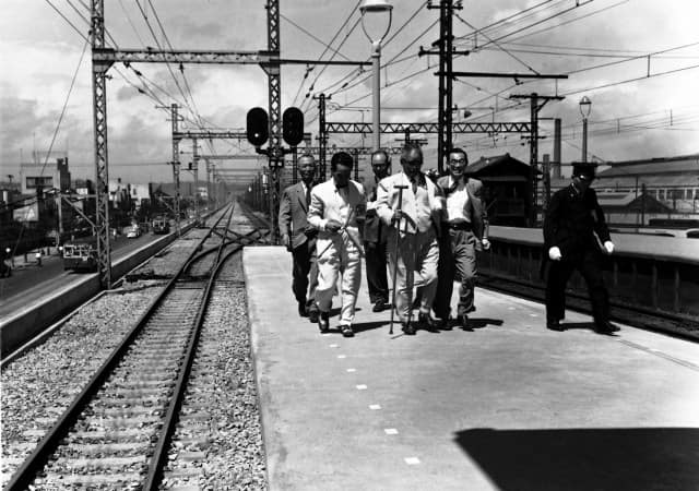 高島町〜桜木町複線開通 視察する五島慶太 (1956年9月) 