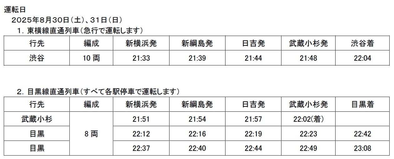 増発列車時刻