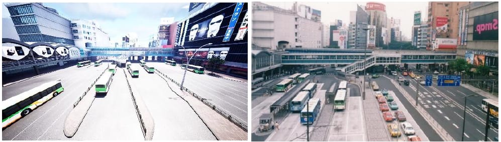 過去渋谷マップの画面と実物の画像