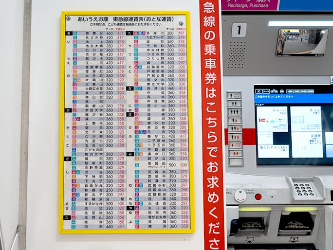 展示運賃表