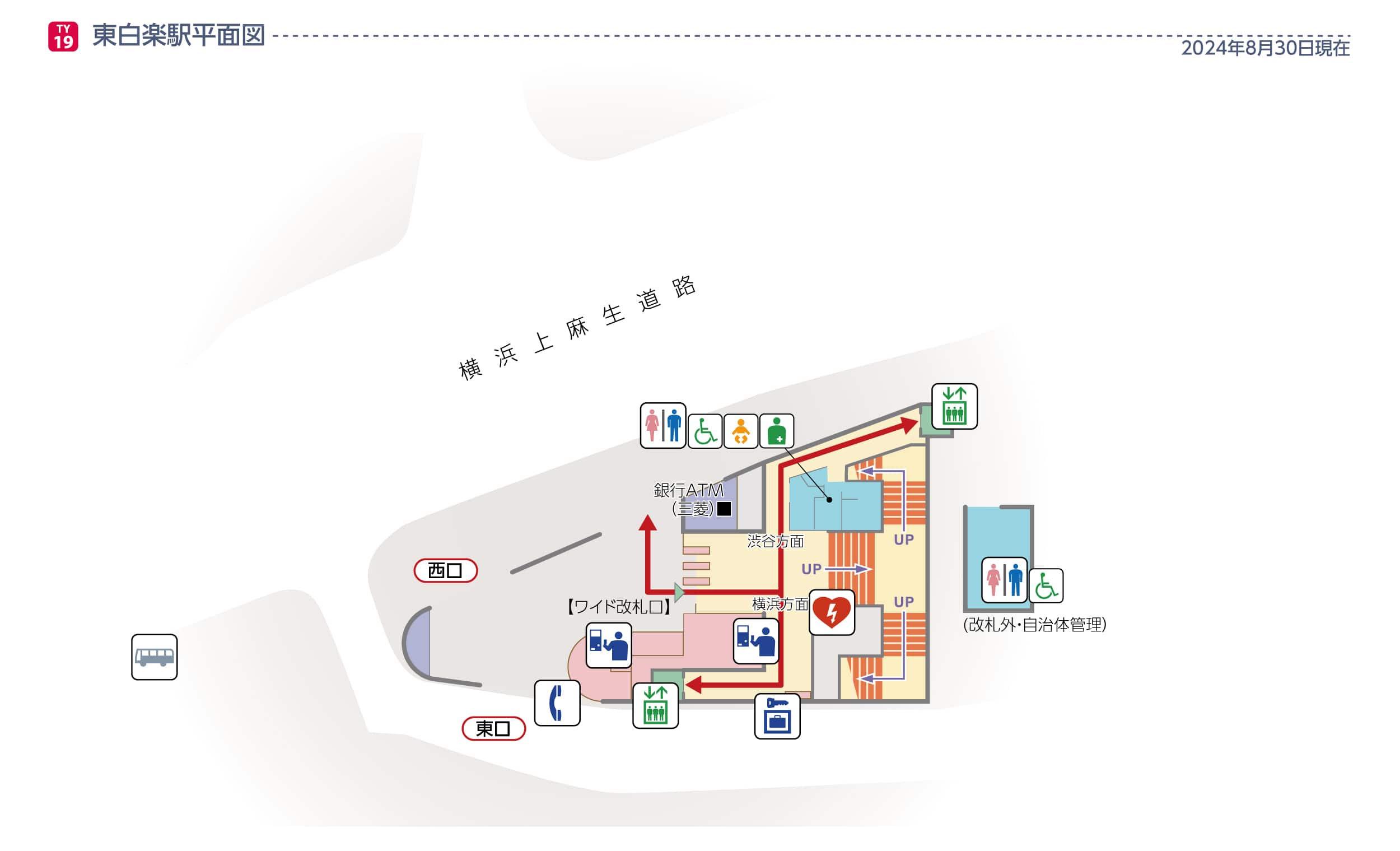 東白楽駅平面図