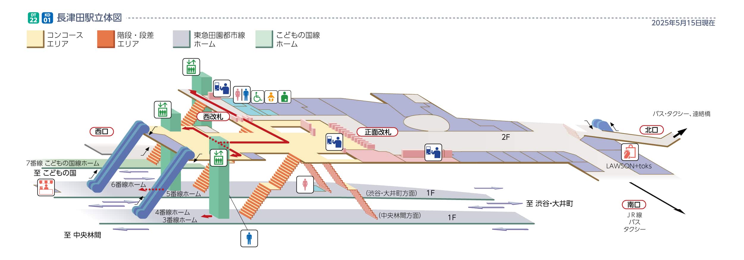 長津田駅立体図