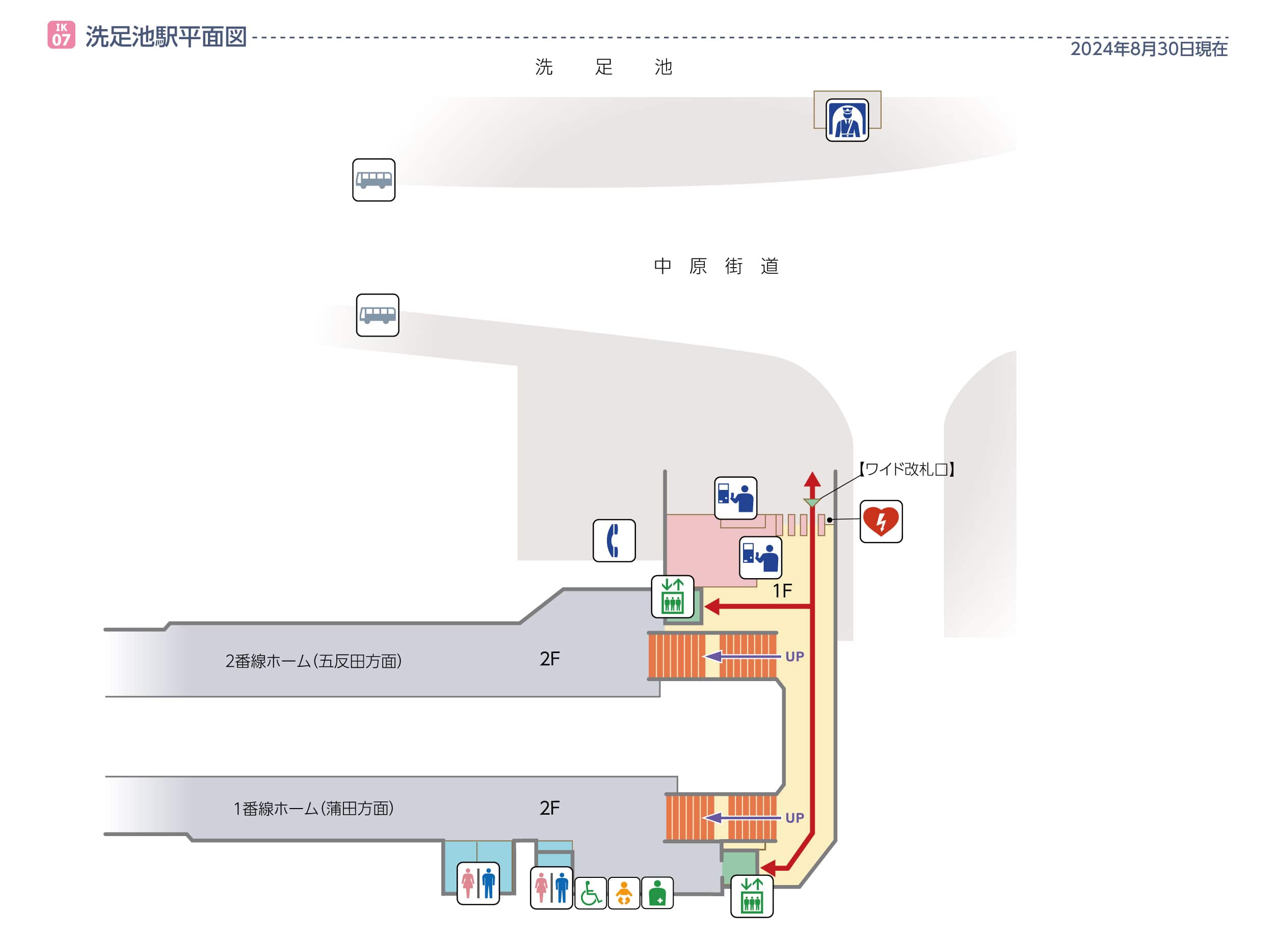 洗足池駅平面図