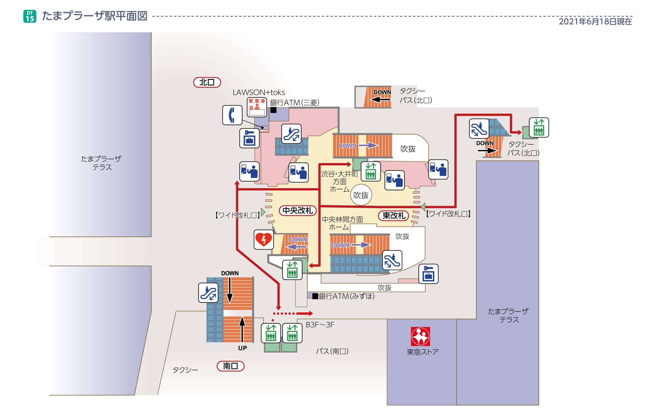 たまプラーザ駅平面図