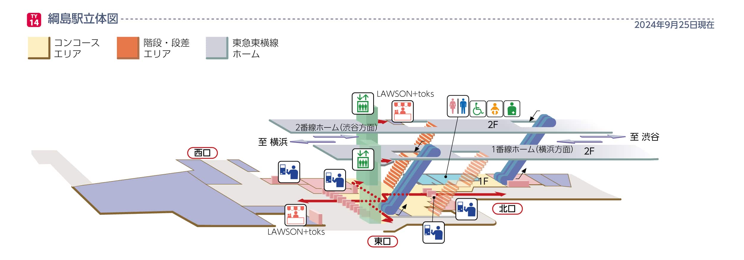 綱島駅立体図