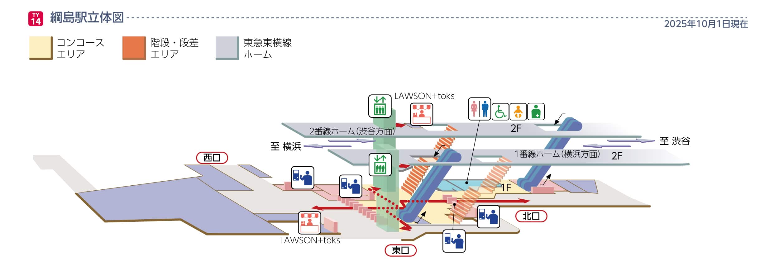 綱島駅立体図