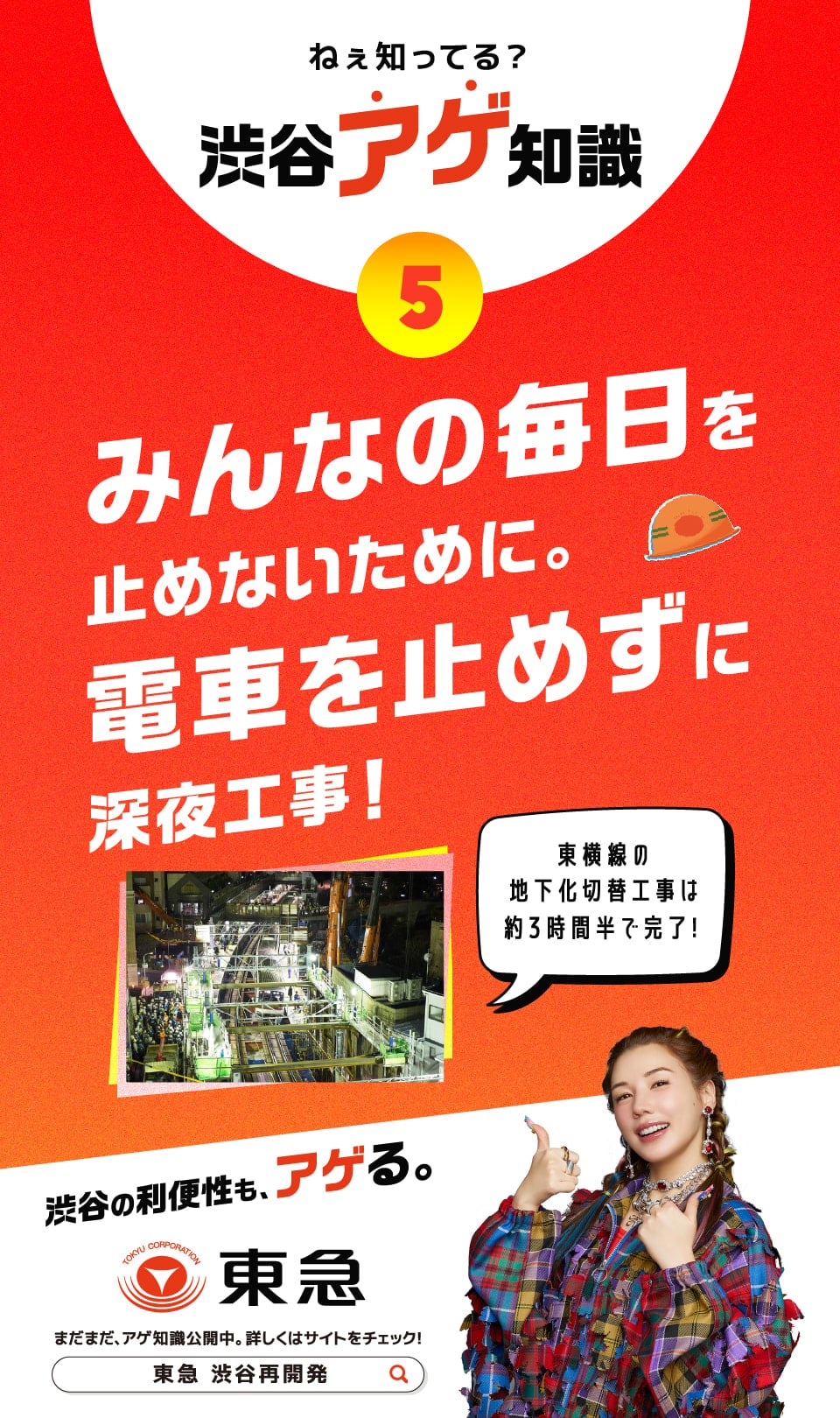 みんなの毎日を止めないために。電車を止めずに深夜工事！