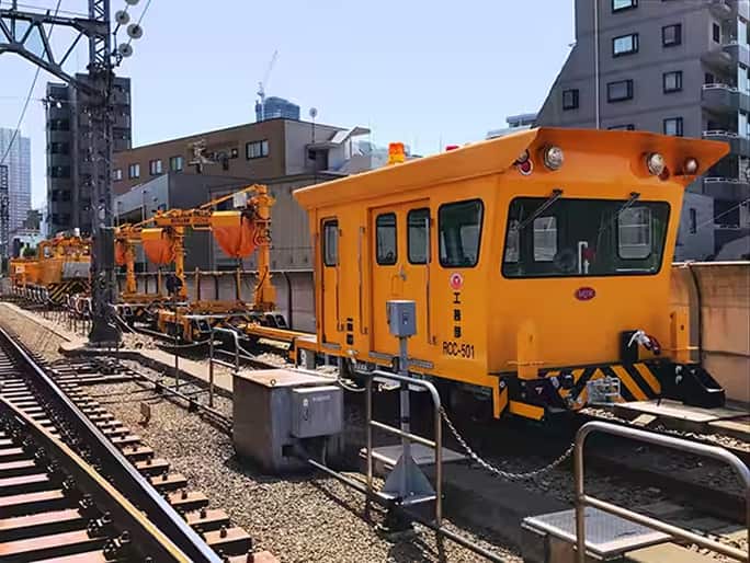 レール運搬車の外観写真です。